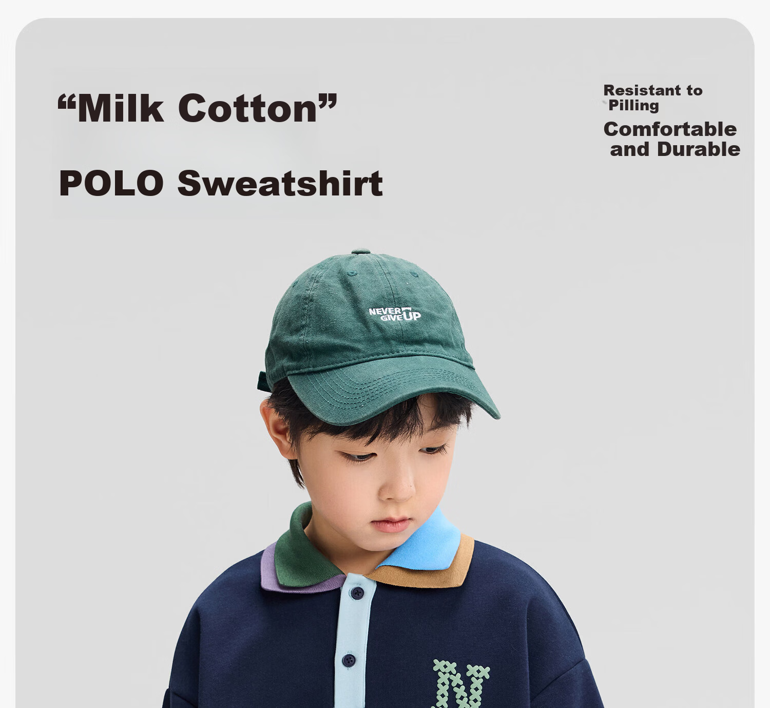 Zuo Xi Boys' Polo Collar Sweatshirt 2026 New College Colorblock Children's Spring Top Deep Navy 170 2